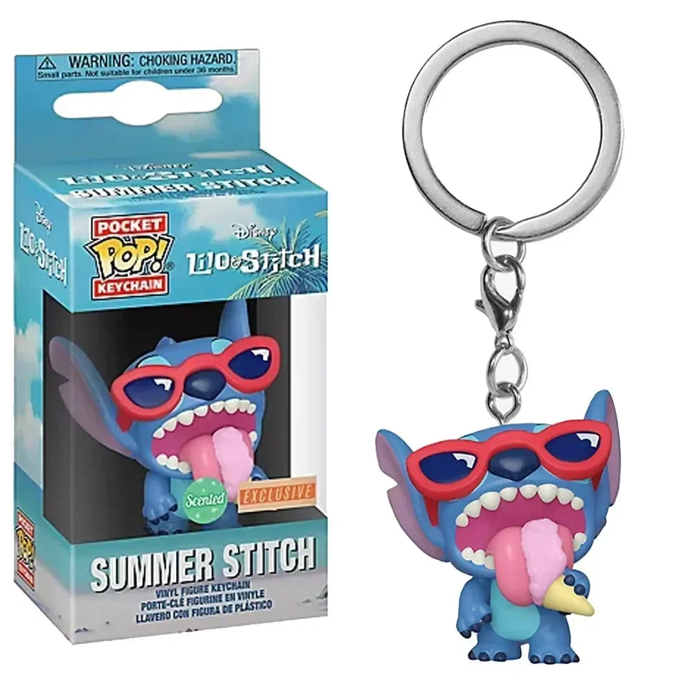 FUNKO POP Disney HULA STITCH ELVIS SLEEPING STITCH IN BATHTUB Summer STITCH Keychain Toy TIKI STITCH LILO SCRUMP Keyring Toys