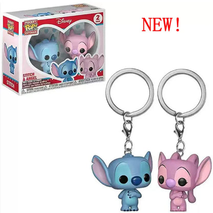 FUNKO POP Disney HULA STITCH ELVIS SLEEPING STITCH IN BATHTUB Summer STITCH Keychain Toy TIKI STITCH LILO SCRUMP Keyring Toys