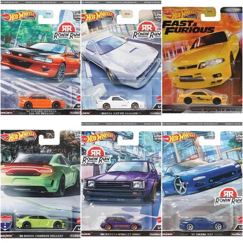 Hot Wheels Car Model Hxd63 Car Culture Fast & Furious Alloy Hw Car Model Garden Avenue Iron Bottom Rubber Tire Custom Gift Toys