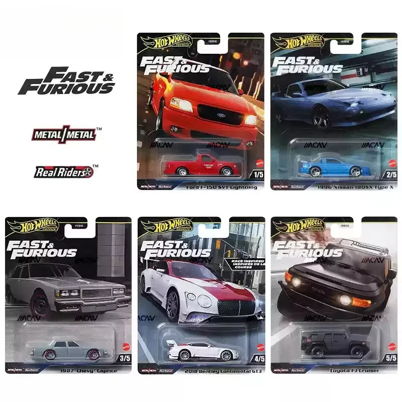 Original Hot Wheels Premium Car Fast & Furious Boys Toy 1/64 Diecast Bentley Continental GT3 Toyota FJ Cruiser Chevy Nissan Ford