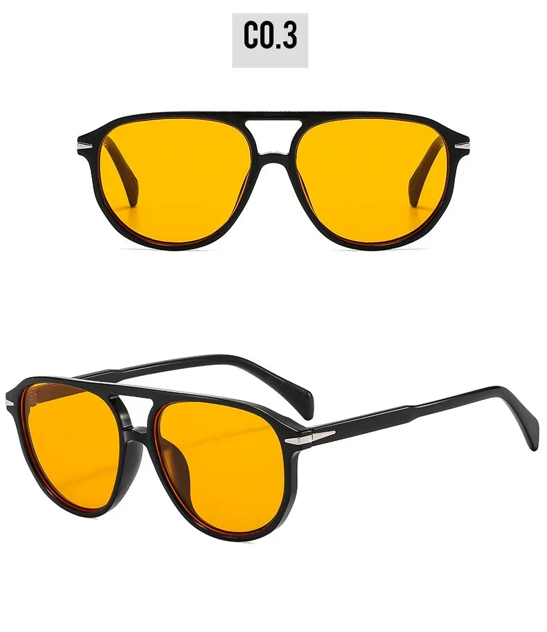 SO&EI Retro Double Bridges Pilot Men Rivets Sunglasses Fashion Brand Designer Women Luxury Sun Glasses Blue Orange Shades UV400