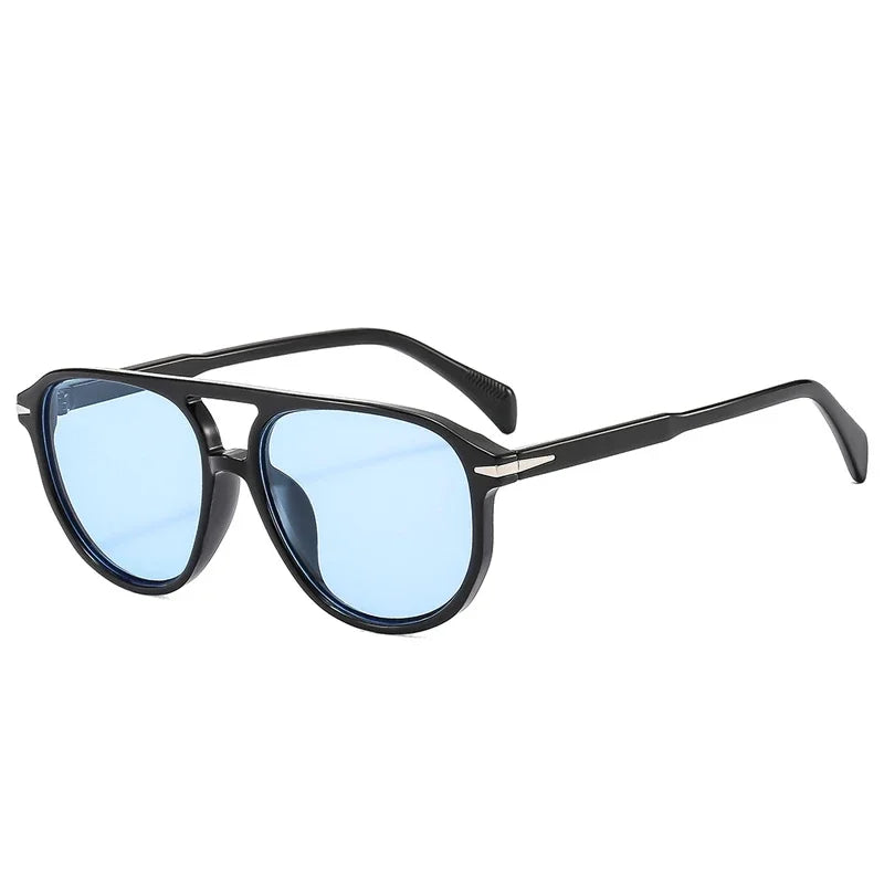 SO&EI Retro Double Bridges Pilot Men Rivets Sunglasses Fashion Brand Designer Women Luxury Sun Glasses Blue Orange Shades UV400