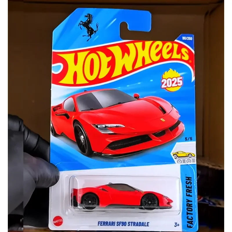 2025J Original Hot Wheels Car 1/64 Diecast Mercedes AMG Porsche Toyota GR86 Nissan Leaf Nismo Ferrari SF90 Stradale Toy for Boy