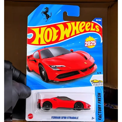 2025J Original Hot Wheels Car 1/64 Diecast Mercedes AMG Porsche Toyota GR86 Nissan Leaf Nismo Ferrari SF90 Stradale Toy for Boy