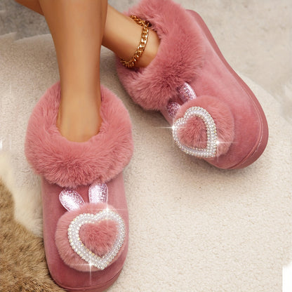 Cute Rabbit Plush Slippers - Soft, Warm, and Cozy Ladies Indoor Shoes for Home, Perfect for Relaxation and Lounging - Comfortable, Breathable, and Anti-Slip Sole Design