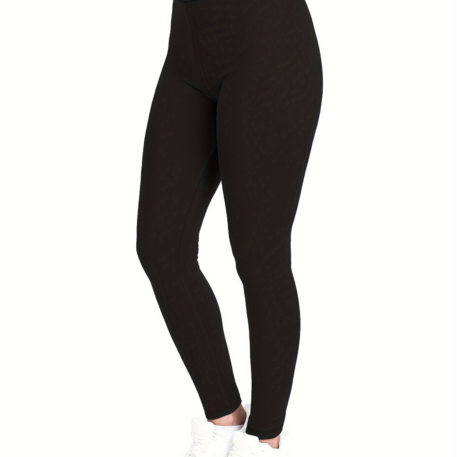 [Popular Choice] High-Waist Solid Color Leggings for Women, Stretchy Polyester Spandex Pants, Machine Washable