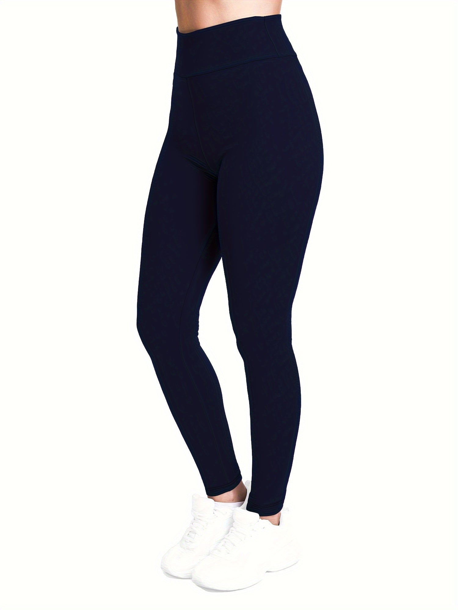 [Popular Choice] High-Waist Solid Color Leggings for Women, Stretchy Polyester Spandex Pants, Machine Washable
