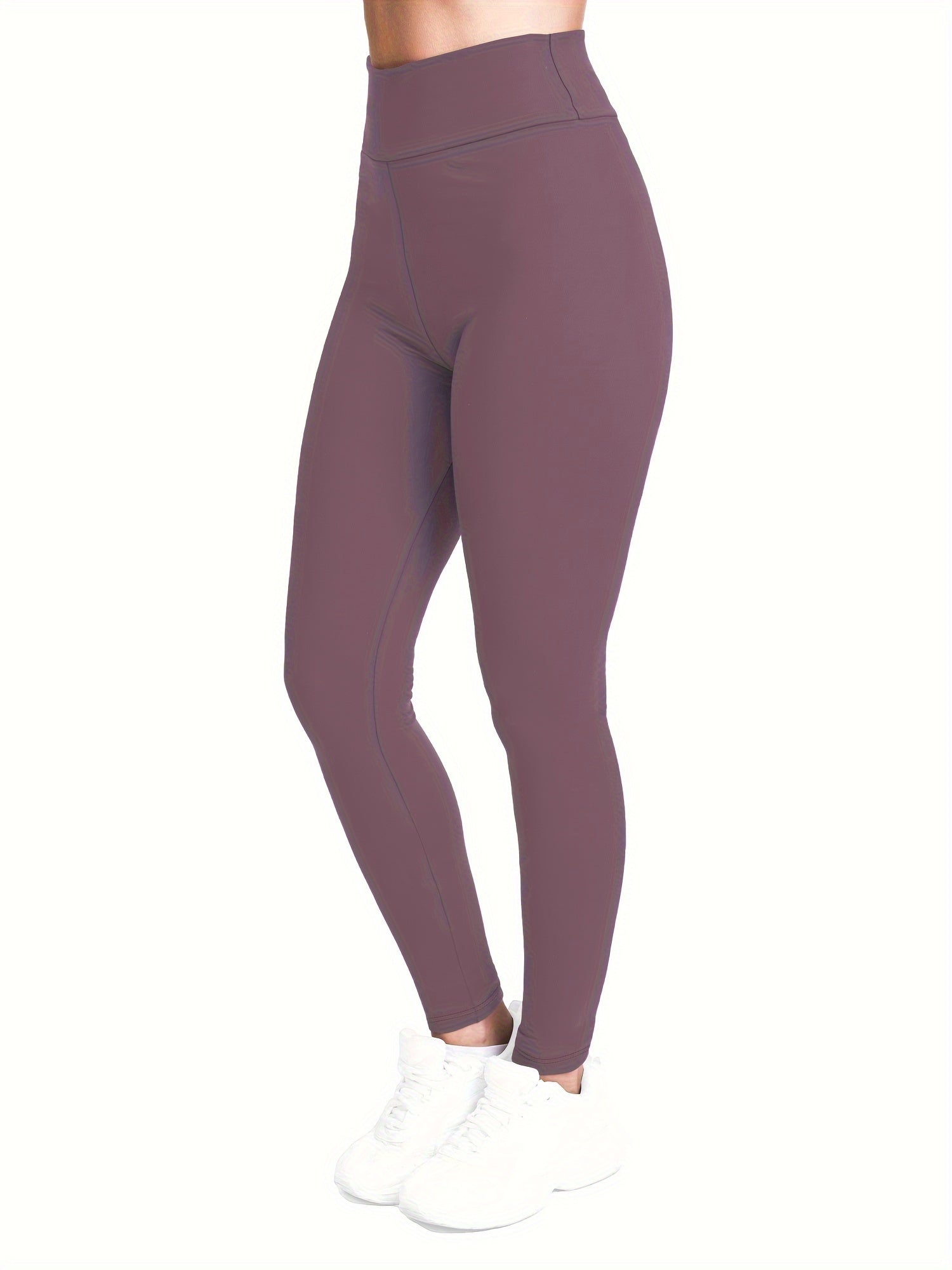 [Popular Choice] High-Waist Solid Color Leggings for Women, Stretchy Polyester Spandex Pants, Machine Washable