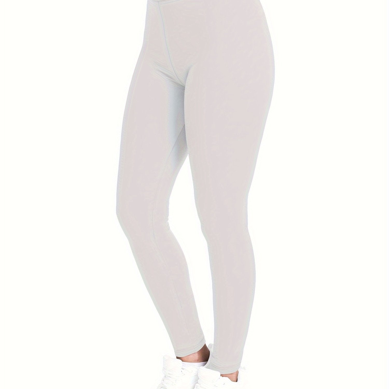 [Popular Choice] High-Waist Solid Color Leggings for Women, Stretchy Polyester Spandex Pants, Machine Washable