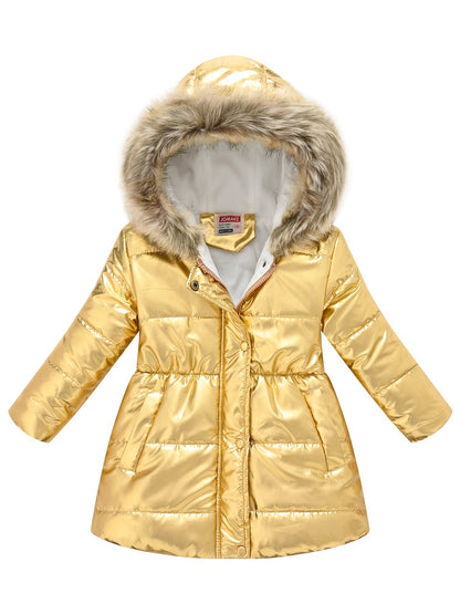 New Winter Thickened Hooded Jacket for Boys and Girls, Medium to Long Length