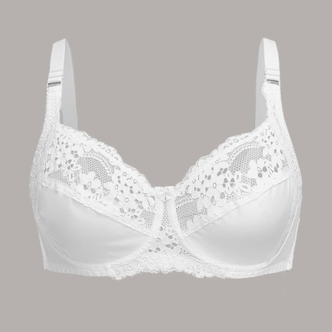 Plus Size Sexy Bra, Women's Plus Comfort Floral Lace Underwire Hook & Eye Soft Bra