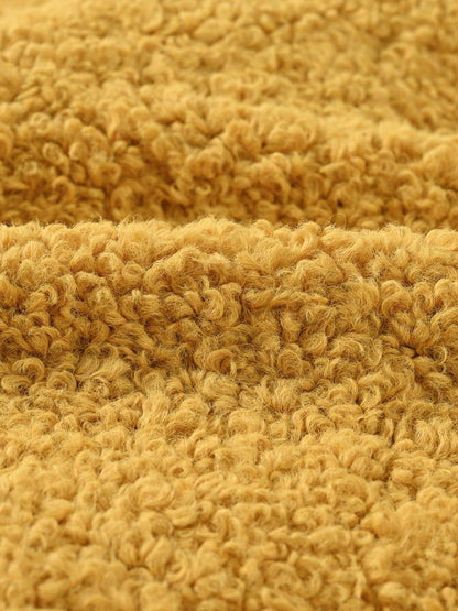 [Cozy Fleece Jacket] Cozy Fleece Jacket for Girls - Two-Tone Color Block with Plush Lining, Long Sleeves & Button Front, Casual Korean Style Winter Outerwear | Button-Up Front Jacket | Plush Lining Jacket