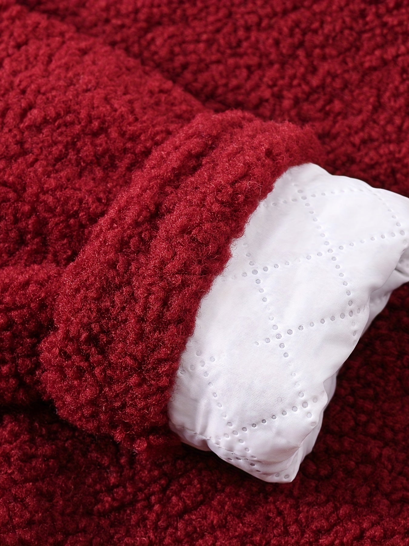 [Cozy Fleece Jacket] Cozy Fleece Jacket for Girls - Two-Tone Color Block with Plush Lining, Long Sleeves & Button Front, Casual Korean Style Winter Outerwear | Button-Up Front Jacket | Plush Lining Jacket