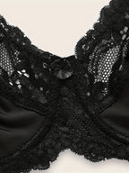 Plus Size Sexy Bra, Women's Plus Comfort Floral Lace Underwire Hook & Eye Soft Bra